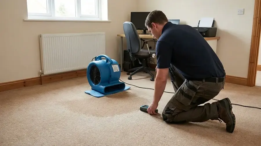 Reading moisture beside an air mover in a Calabasas home